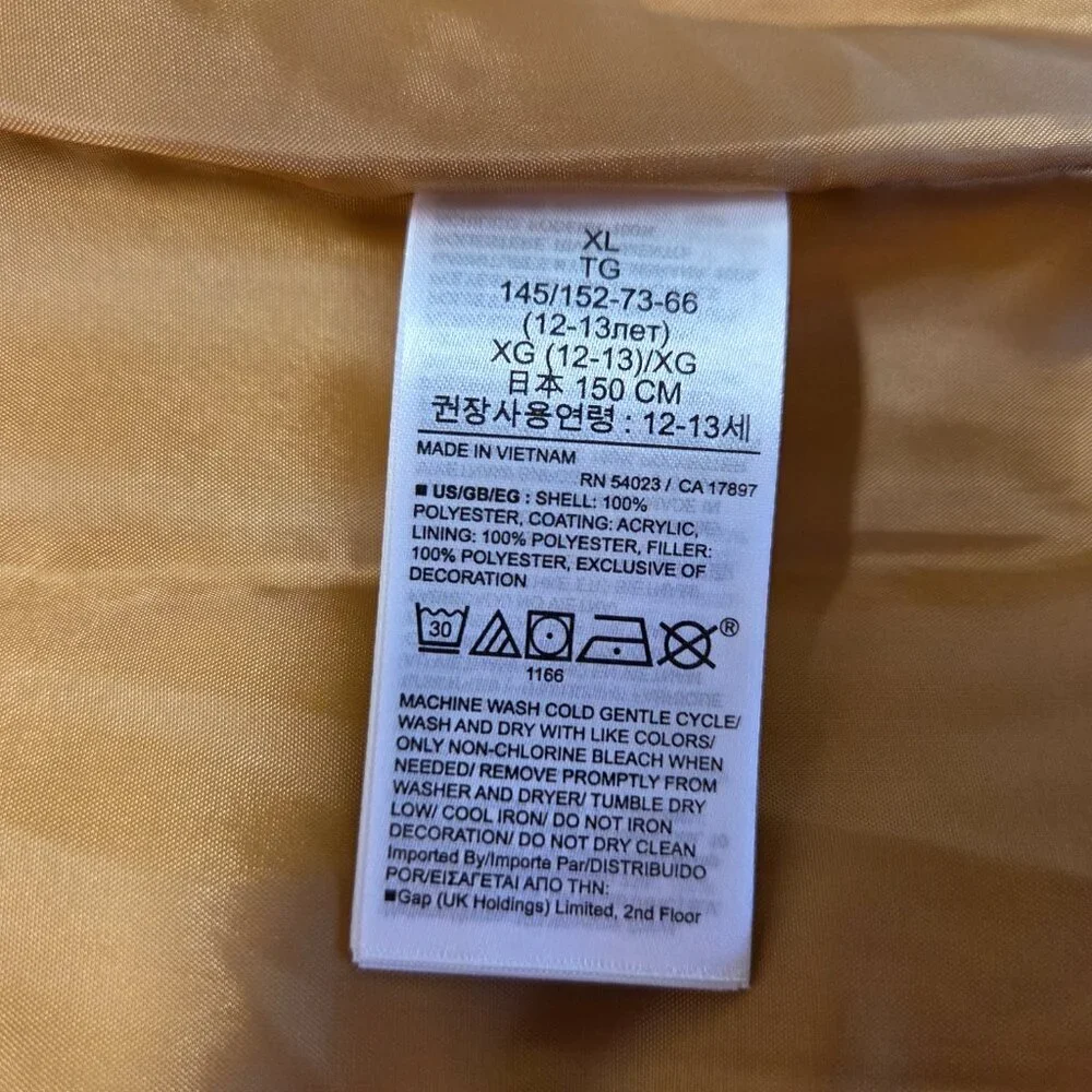 Gap Kids Extra Large Tan Full Zip Softshell Puff Quilted Fall Casual Vest